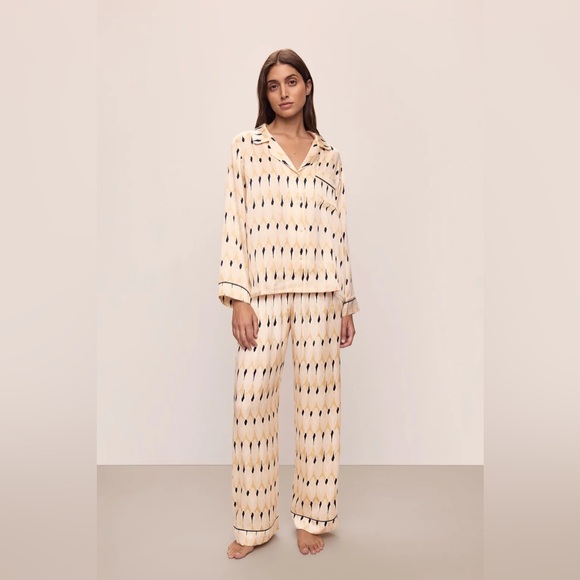 Eberjey Inez Washable Silk Printed Long PJ Set - Picture 1 of 5